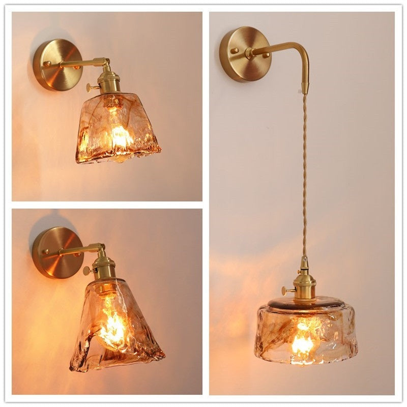 Decorative antique brass wall light with integrated LED for reading corners