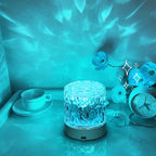 Crystal table lamp creating cozy bedroom atmosphere