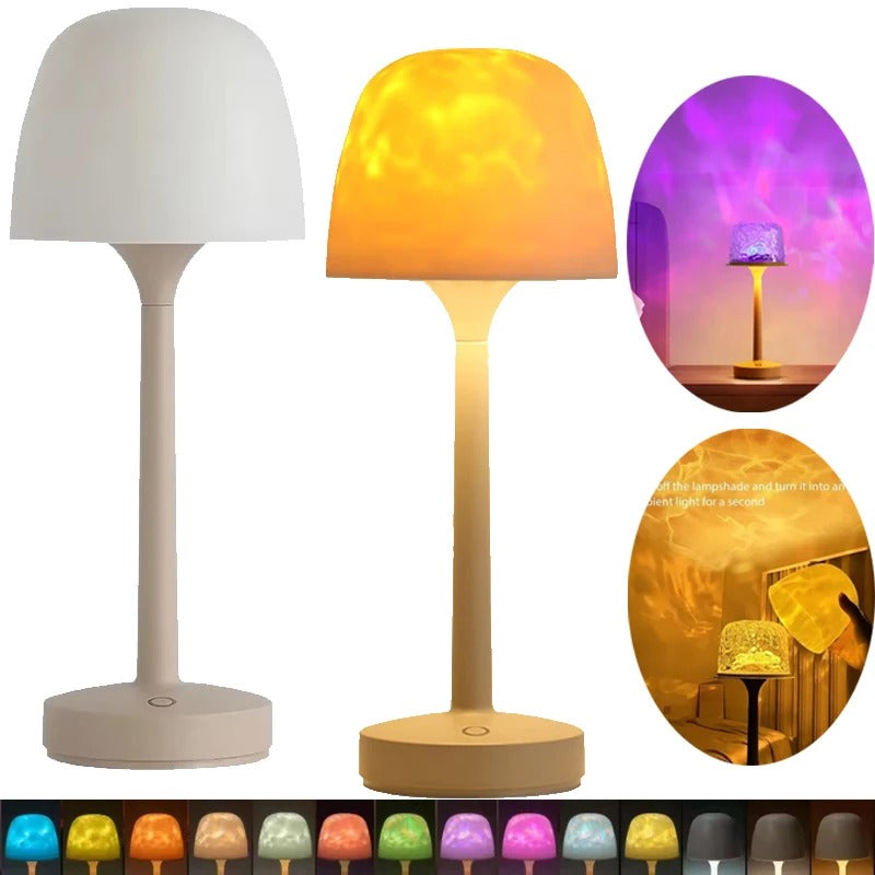 Mini Table Lamp Water Ripple Projector, Romantic Atmosphere Night Light, Remote Control LED Lamp, USB Rechargeable Bedside Lamp, Aesthetic Room Decor Gift