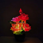 LED Lighted Flower Pots Lotus Lamp – Fiber Optic LED Flower Light, Buddha Table Lamp, Color Changing Artistic Home Decor