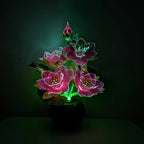 LED Lighted Flower Pots Lotus Lamp – Fiber Optic LED Flower Light, Buddha Table Lamp, Color Changing Artistic Home Decor