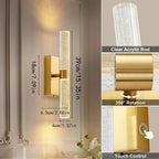 Brass Wall Sconce Rechargeable Crystal LED Wall Light – Modern Wireless Wall Lamp for Living Room & Bedroom