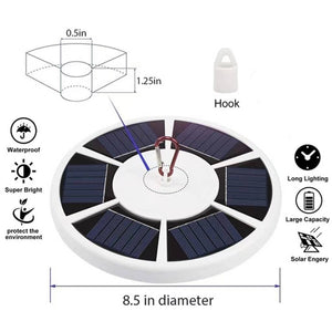 Side profile of white ABS solar flagpole light, 8.66-inch diameter, modern design.

