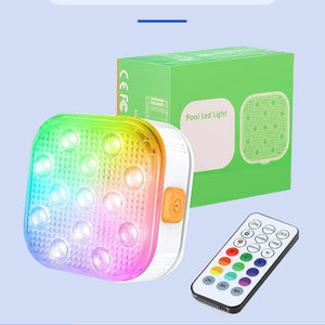 Nooriva magnetic pool light 2-pack with RGB LEDs on white background.

