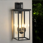 Nooriva modern outdoor wall light with black metal frame and clear glass