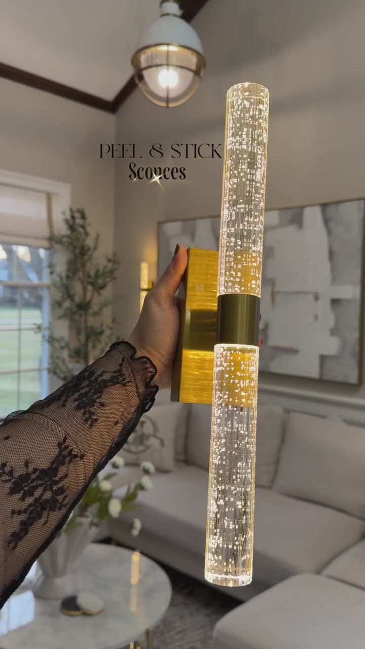 Rechargeable crystal wall lamp with wireless installation and 3 color light modes