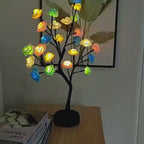 Blue Table Lamp Rose Tree Light, USB & Battery Powered Decorative Lamp, Warm White Bedroom Night Light, Wedding Party Home Decor