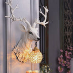 Lucky Antlers Wall Lamp – Vintage Deer Antler Wall Light with Glass Shade, LED Resin Wall Sconce