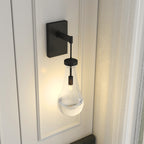 Handmade raindrop glass wall sconce with matte black finish