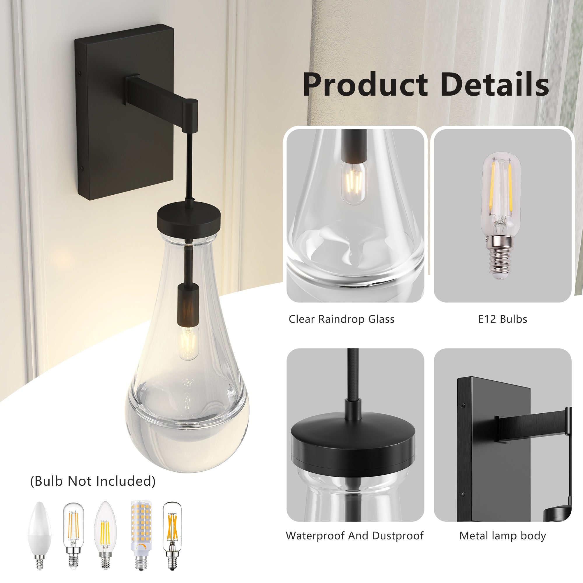 Black vanity wall sconce lighting for bathroom mirrors