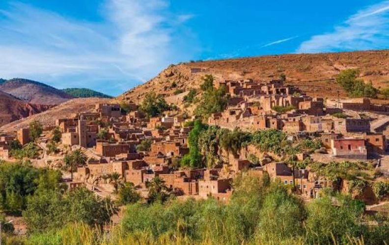 Asni town surrounded by the Atlas Mountains in Morocco