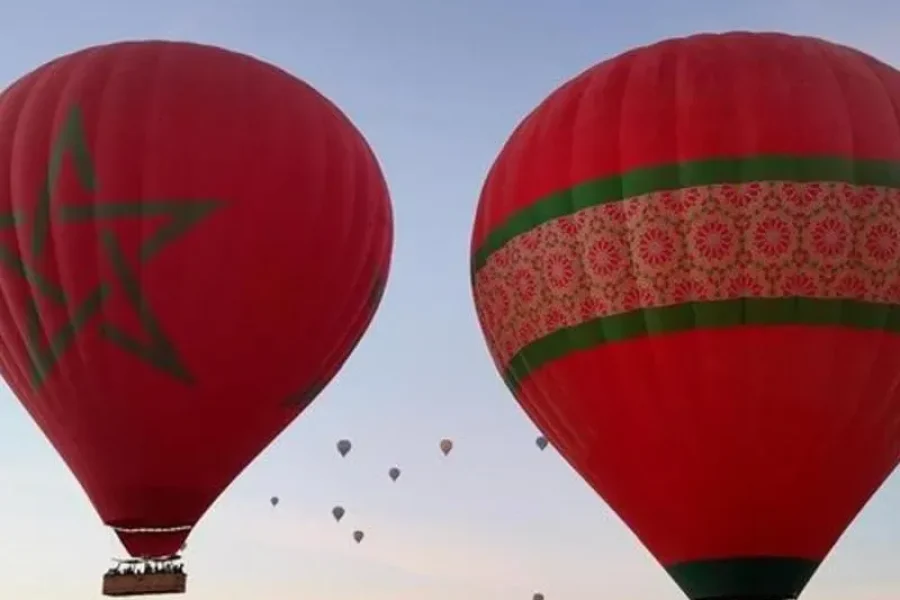 Marrakech hot air balloon flying over the Moroccan countryside